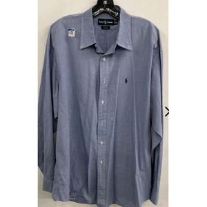 Ralph Lauren Blake Mens XL Blue Gingham Check Cotton Button Shirt Long Sleeve
